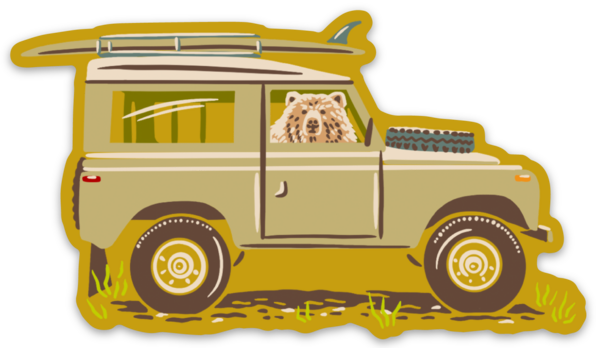 Bear-in-a-Rover Sticker