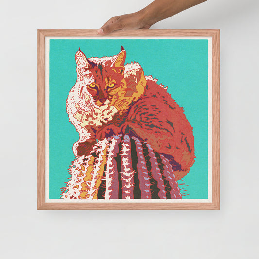 Bobcat Cactus Framed Print